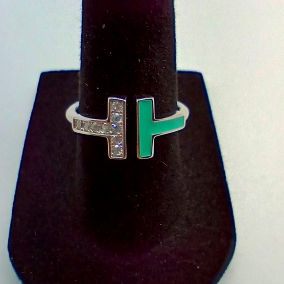 T-Wire Turquoise Color Ring .925 silver - Picture 1 of 3